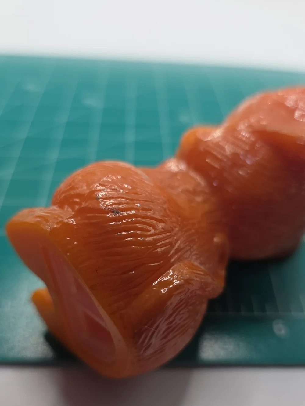 Pair of Orange Resin Kitten Figurines with Red Bows MCM Hong Kong 1960's